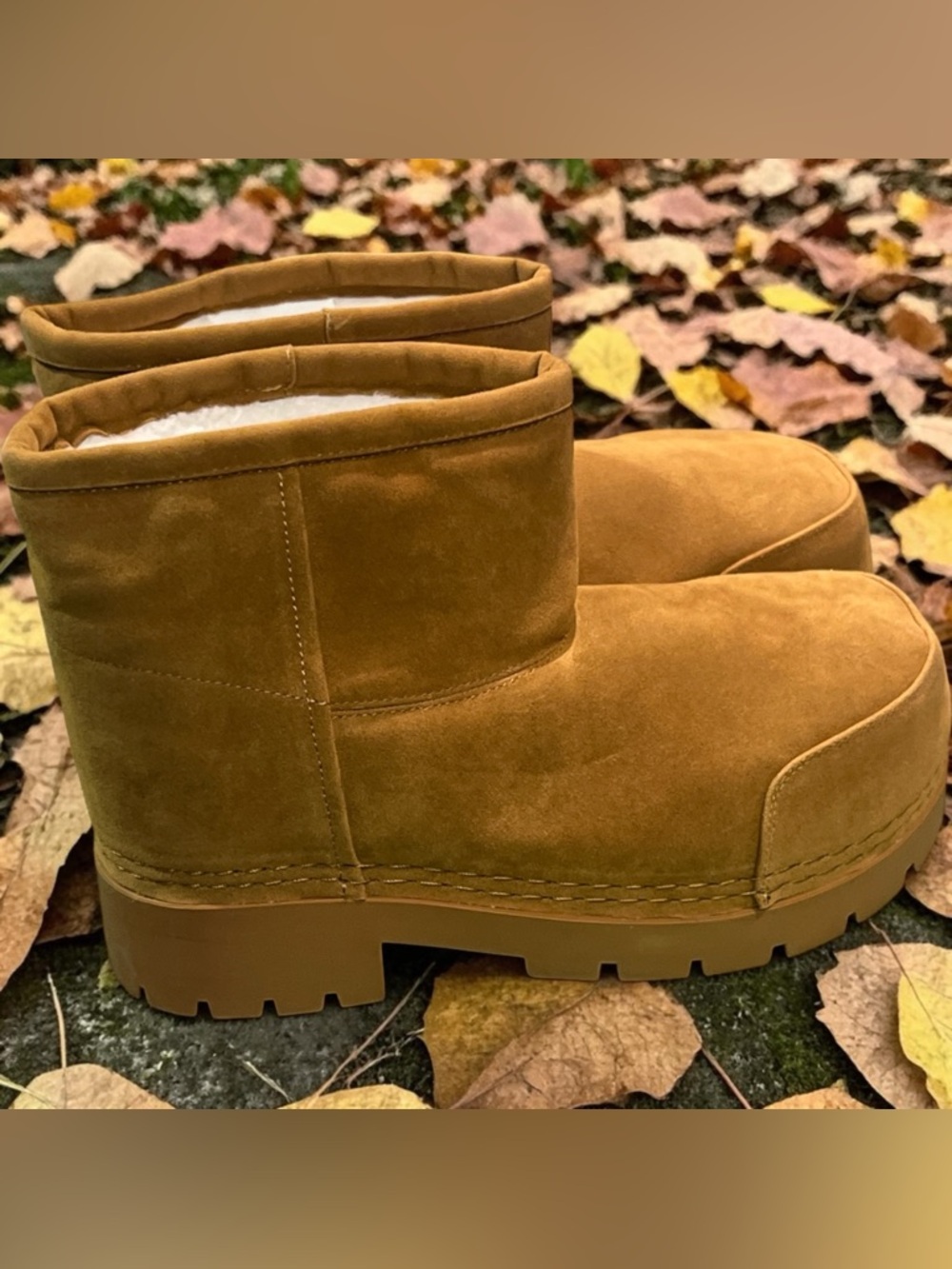 Lacikosz Cozy Suede  Winter Platform Ankle Snow Boots in Camel